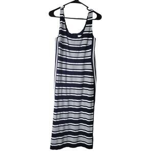 Hutch By Anthropologie Midi Dress Navy White Striped Nautical Size‎ XL